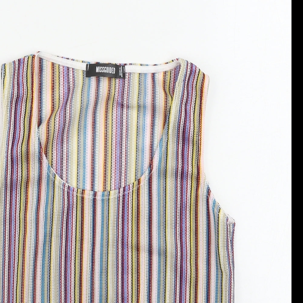 Missguided  Womens Pink Striped  Basic T-Shirt Size 8