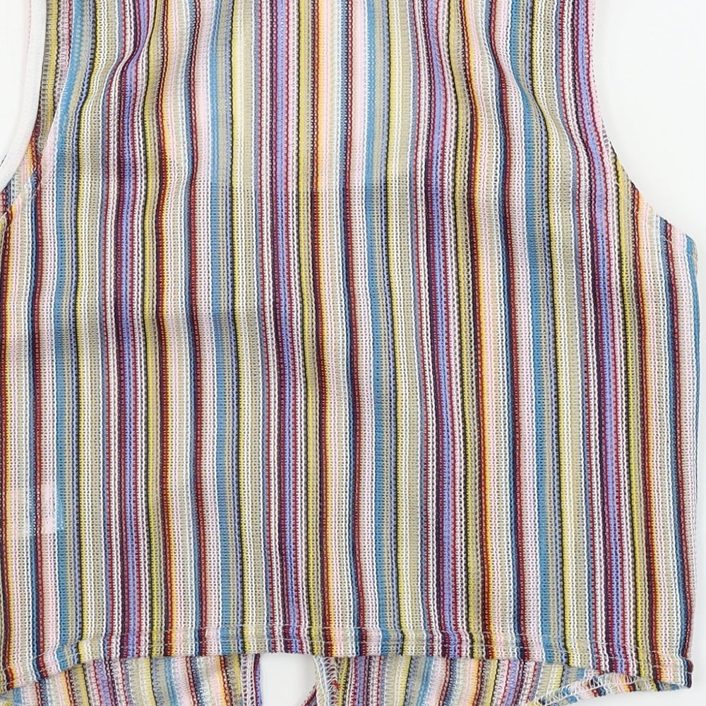 Missguided  Womens Pink Striped  Basic T-Shirt Size 8