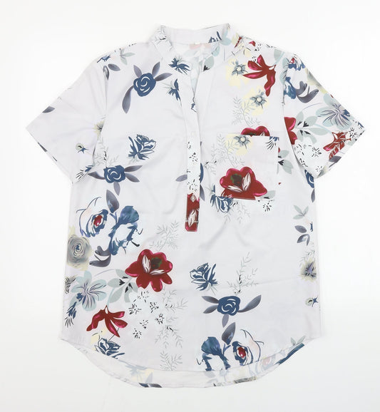 Preworn  Womens Grey Floral  Basic Button-Up Size S
