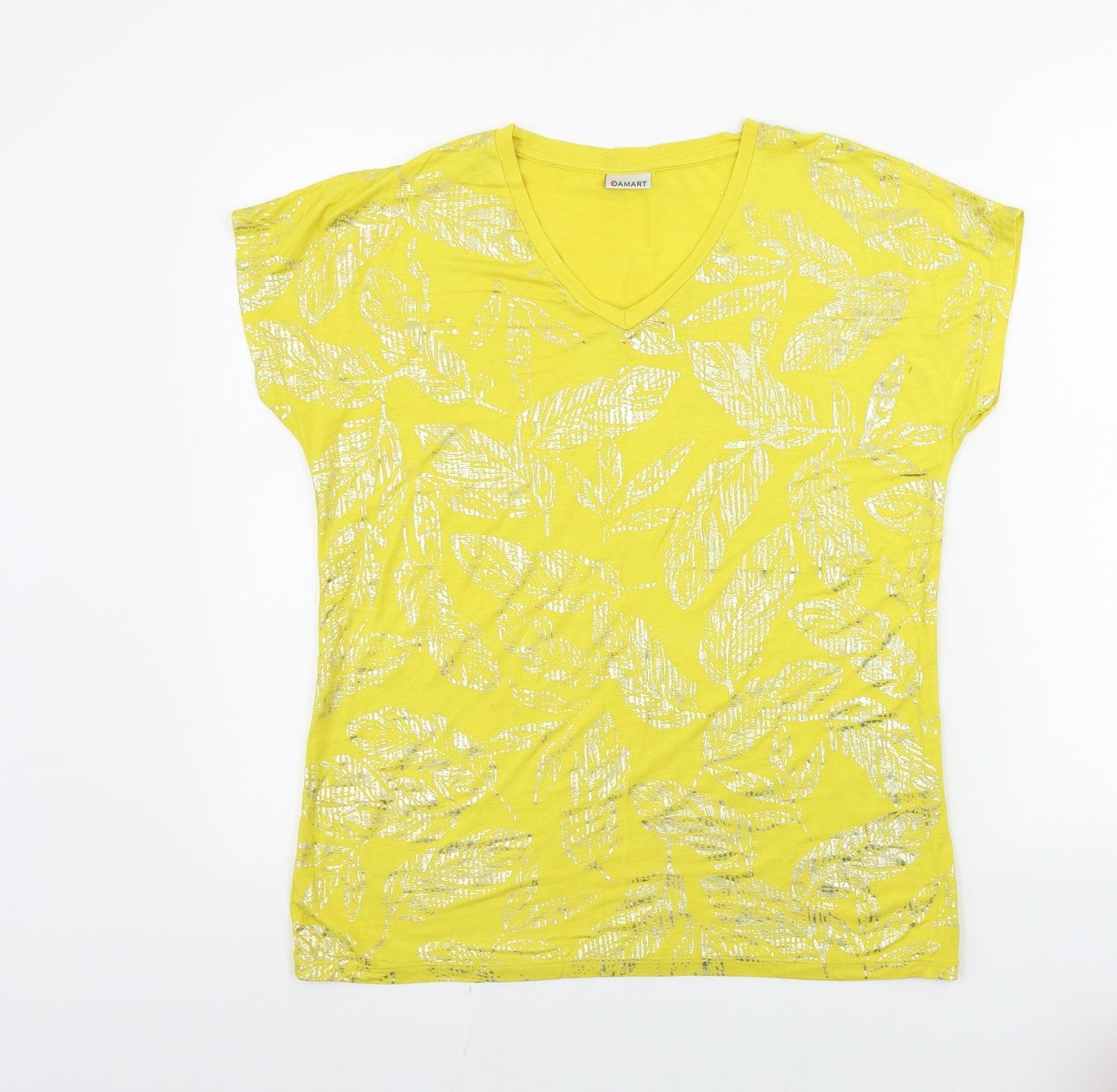 Damart  Womens Yellow Floral  Basic T-Shirt Size 10