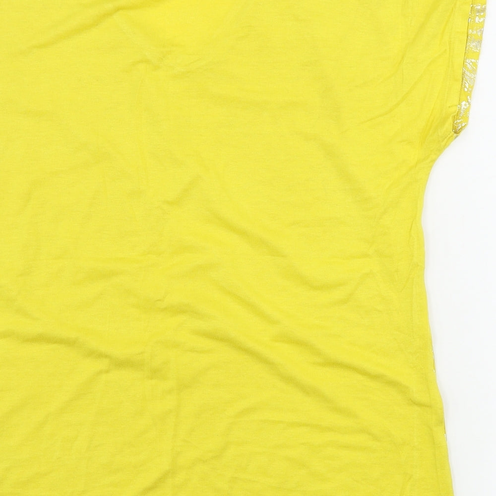Damart  Womens Yellow Floral  Basic T-Shirt Size 10