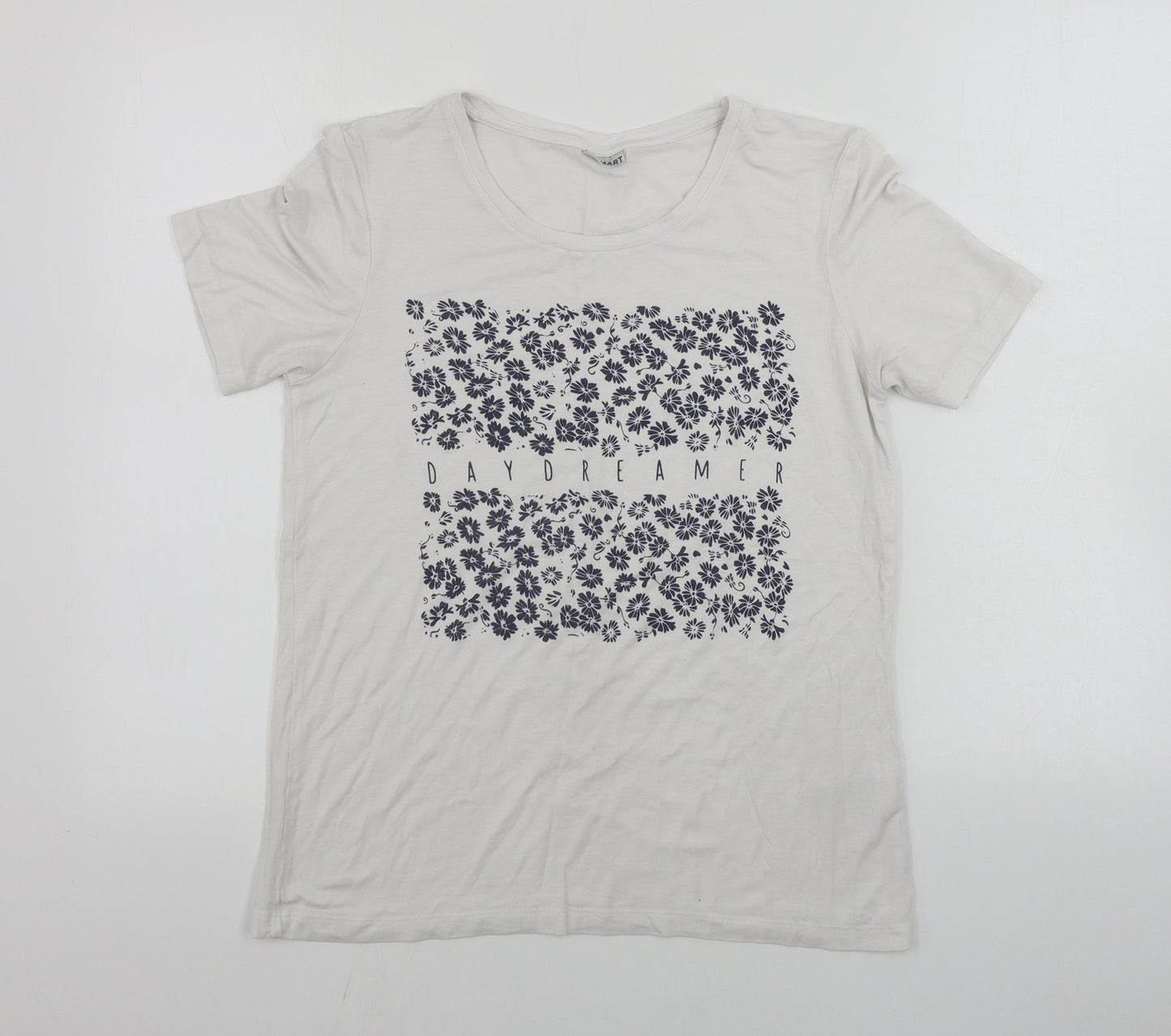 Damart  Womens White Floral  Basic T-Shirt Size 10