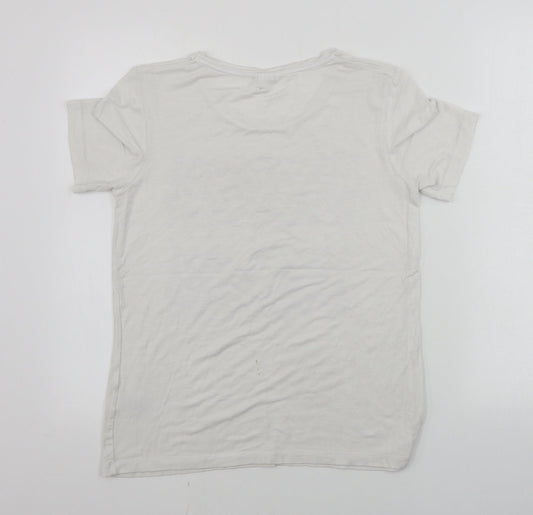 Damart  Womens White Floral  Basic T-Shirt Size 10