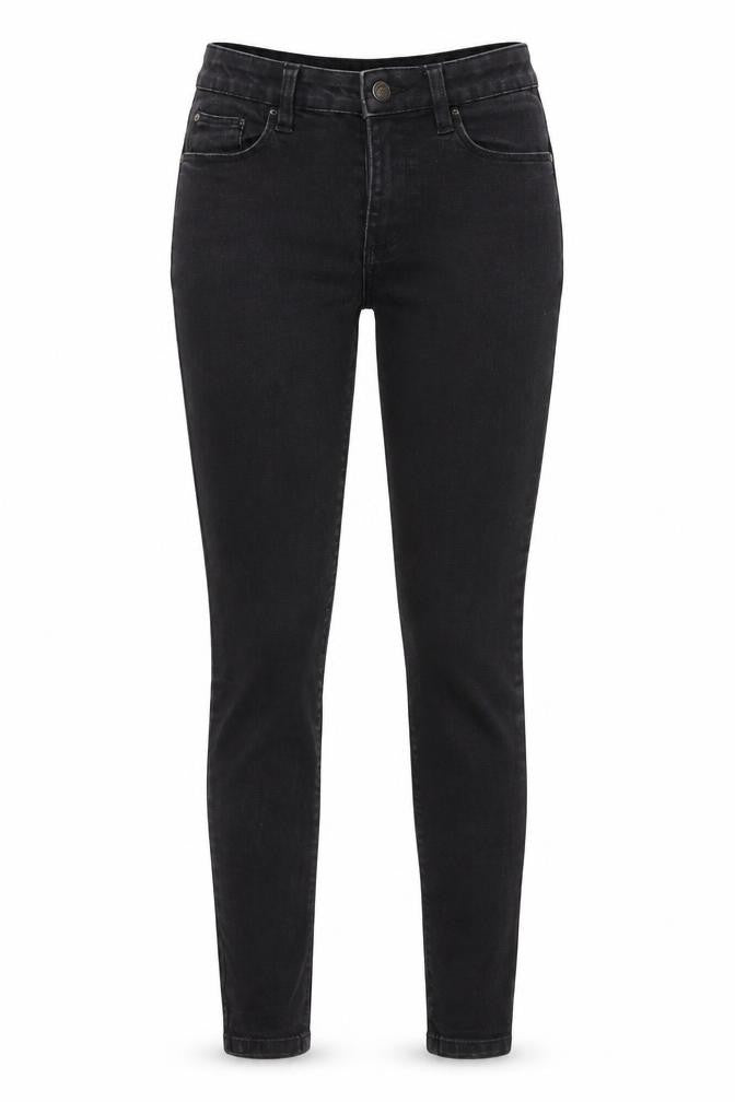 Front view of Denim Co women’s black skinny jeans, size UK 8, 27-inch leg