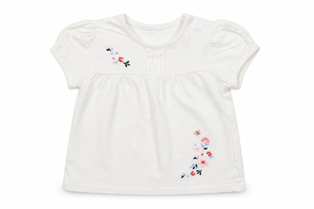 Front view of Little Nutmeg Baby White Basic T-Shirt, size 12-18, Months