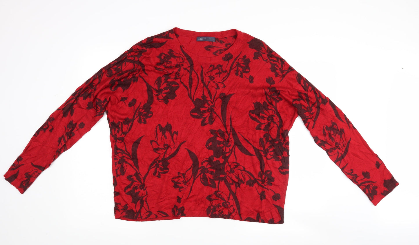Marks and Spencer Womens Red Floral  Pullover Jumper Size L