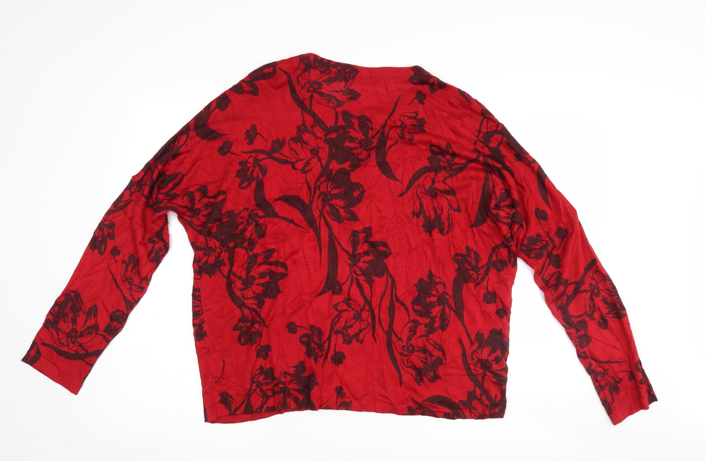 Marks and Spencer Womens Red Floral  Pullover Jumper Size L