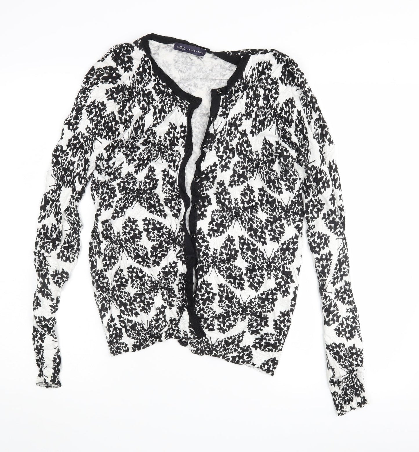 Marks and Spencer Womens Ivory Floral  Cardigan Jumper Size 14