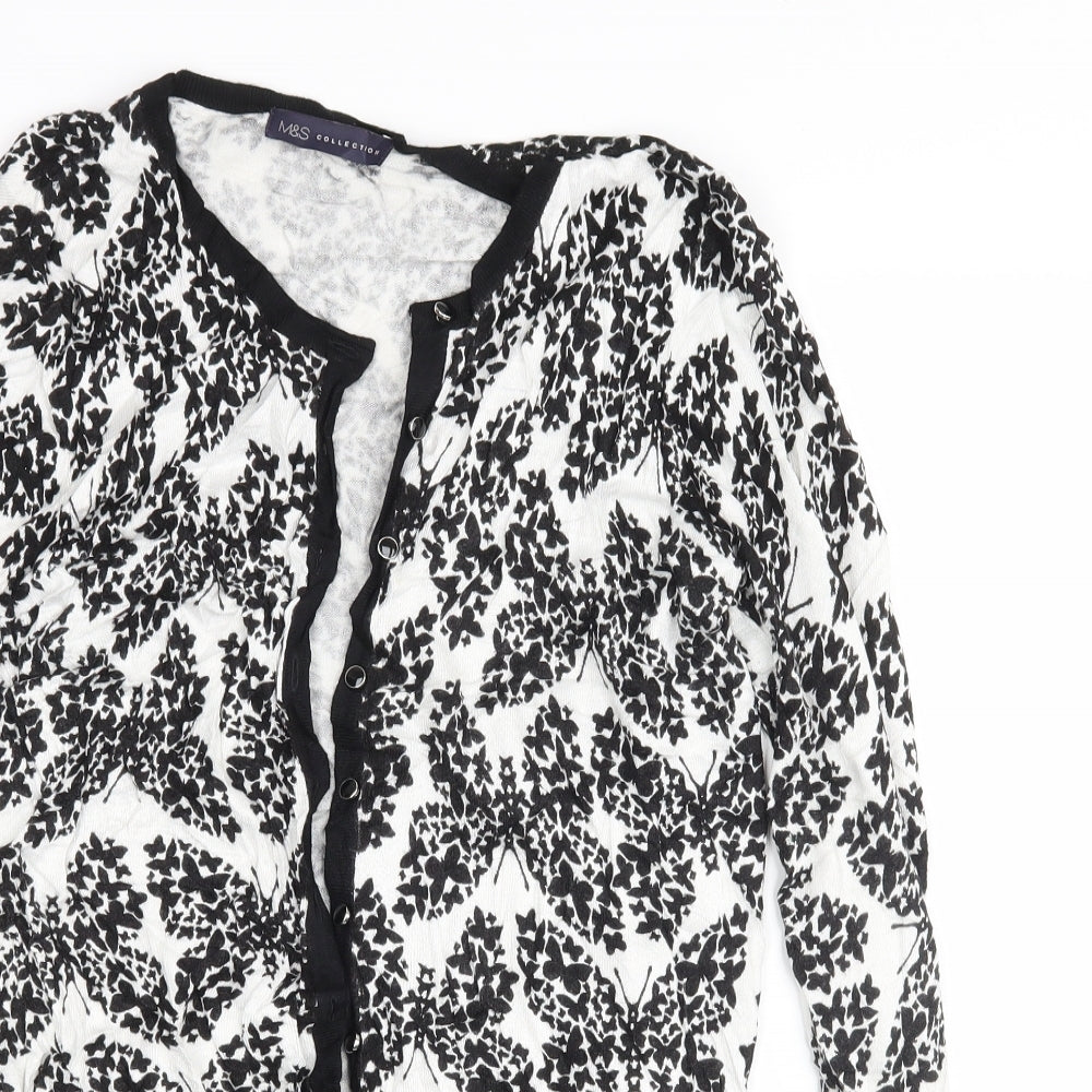 Marks and Spencer Womens Ivory Floral  Cardigan Jumper Size 14