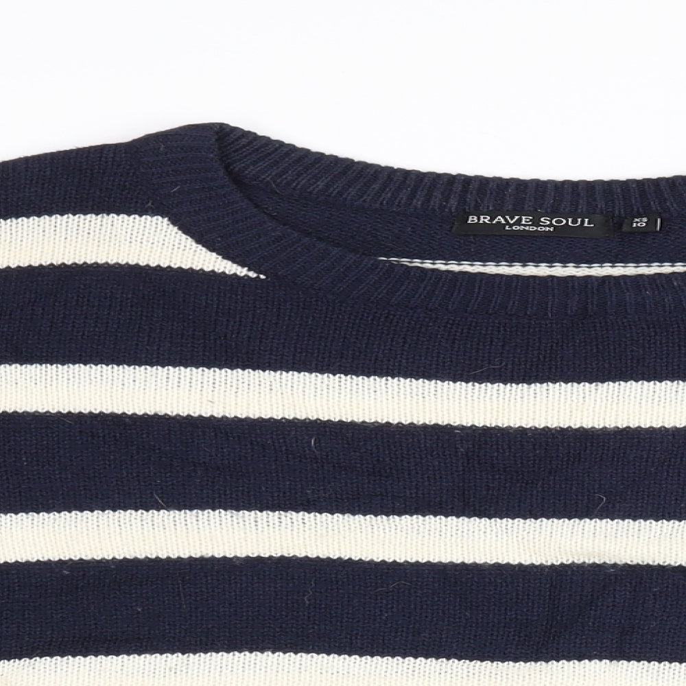 Brave Soul Womens Multicoloured Striped  Henley Jumper Size XS