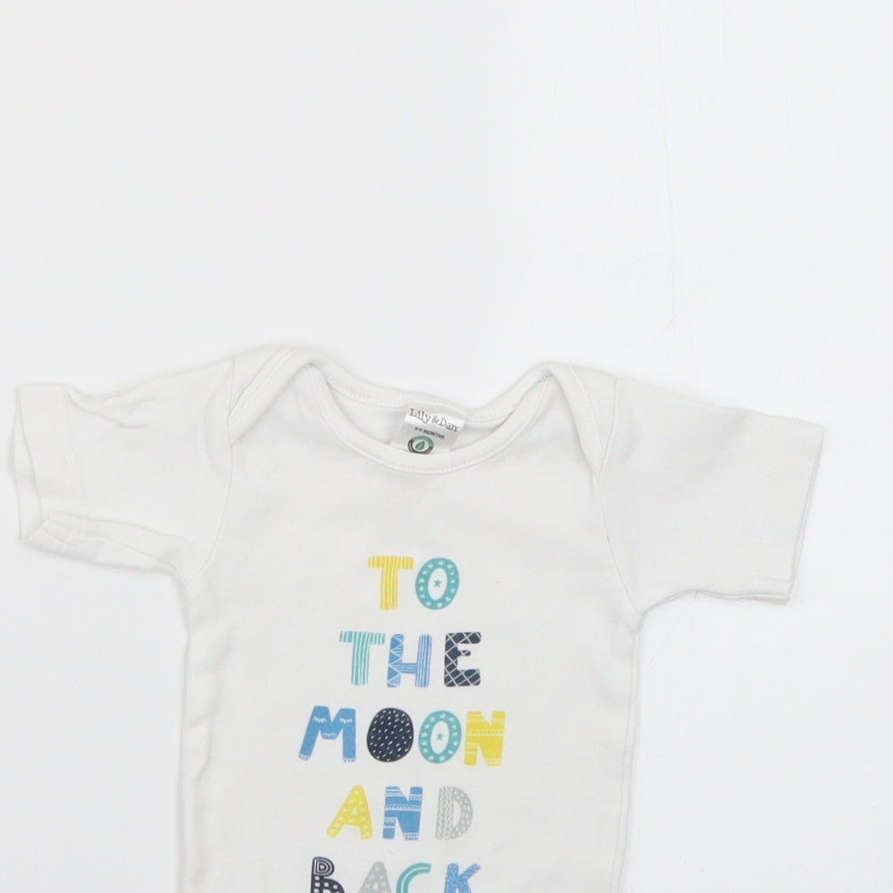 Lily & Dan Baby White Geometric  Babygrow One-Piece Size 6-9 Months