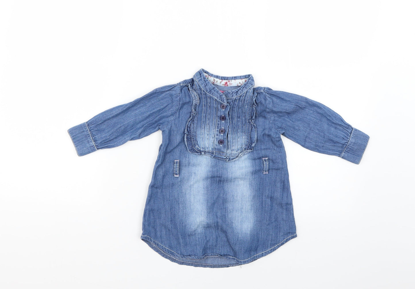 Minoti Baby Blue   Shirt Dress  Size 9-12 Months
