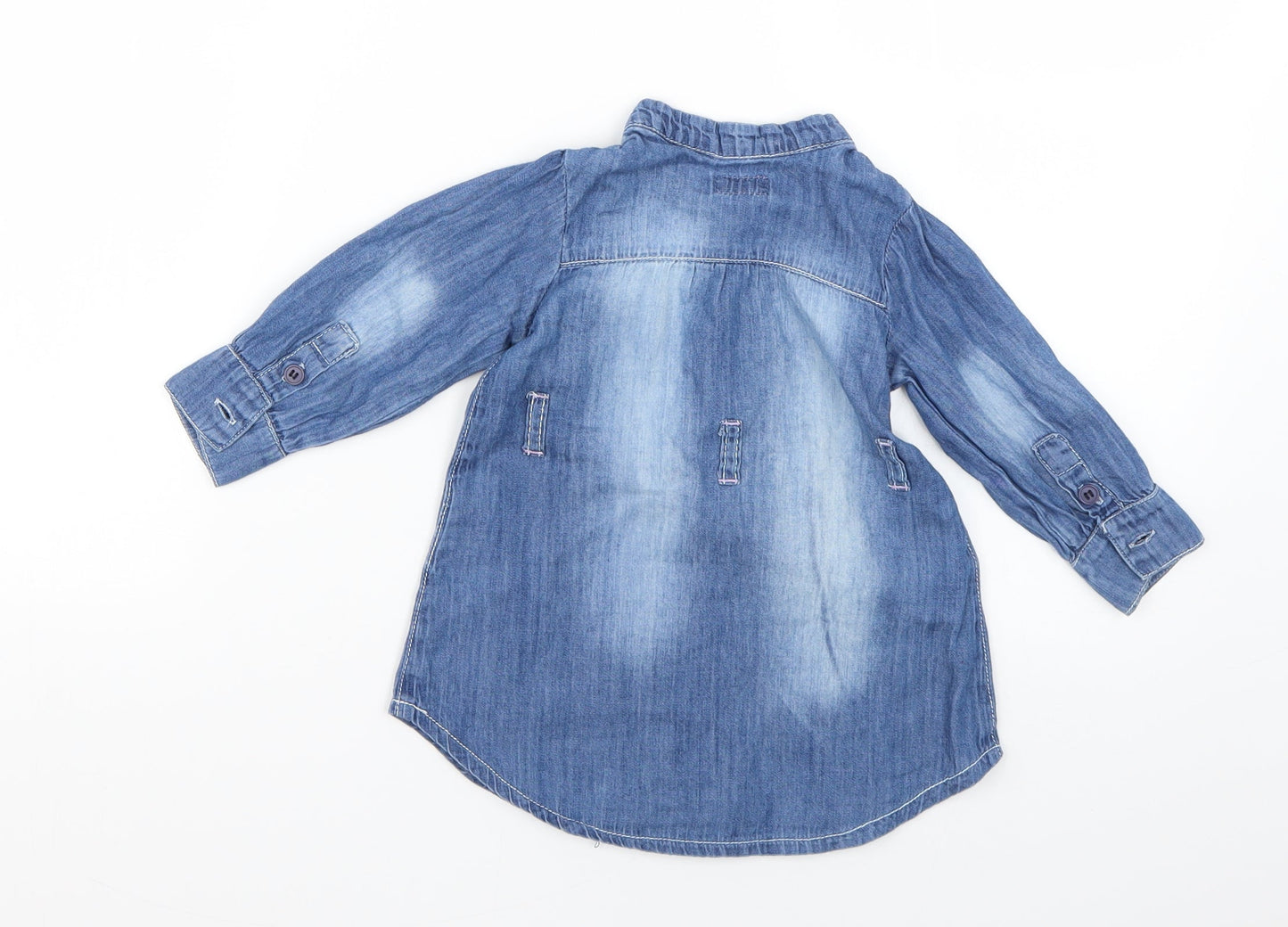 Minoti Baby Blue   Shirt Dress  Size 9-12 Months