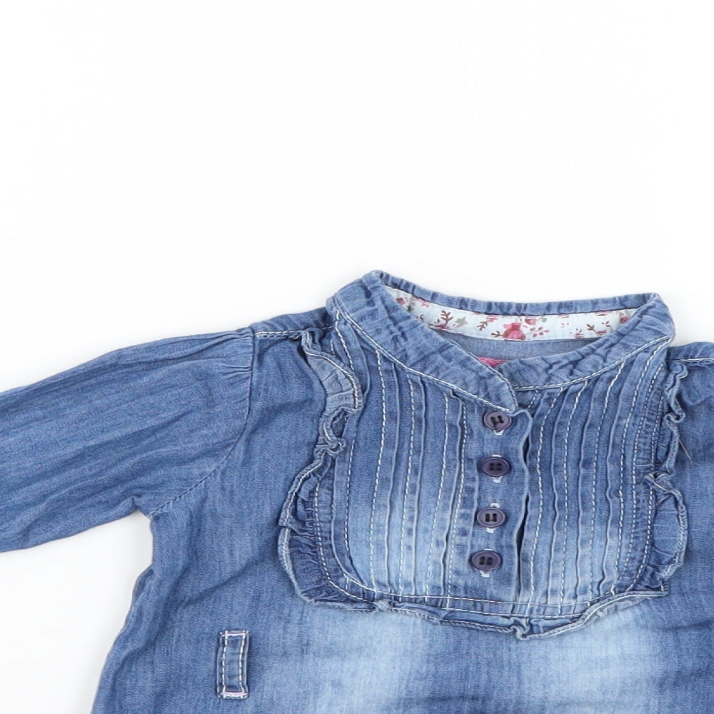 Minoti Baby Blue   Shirt Dress  Size 9-12 Months