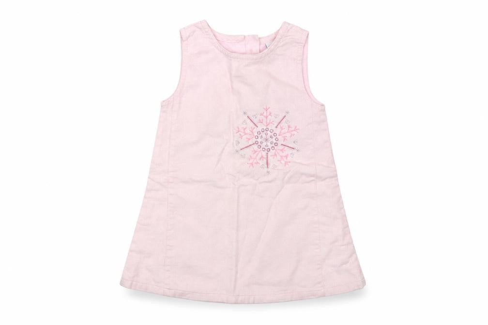 Front view of Tu Baby Pink Geometric Jumper Dress, size 9-12, Months - Christmas