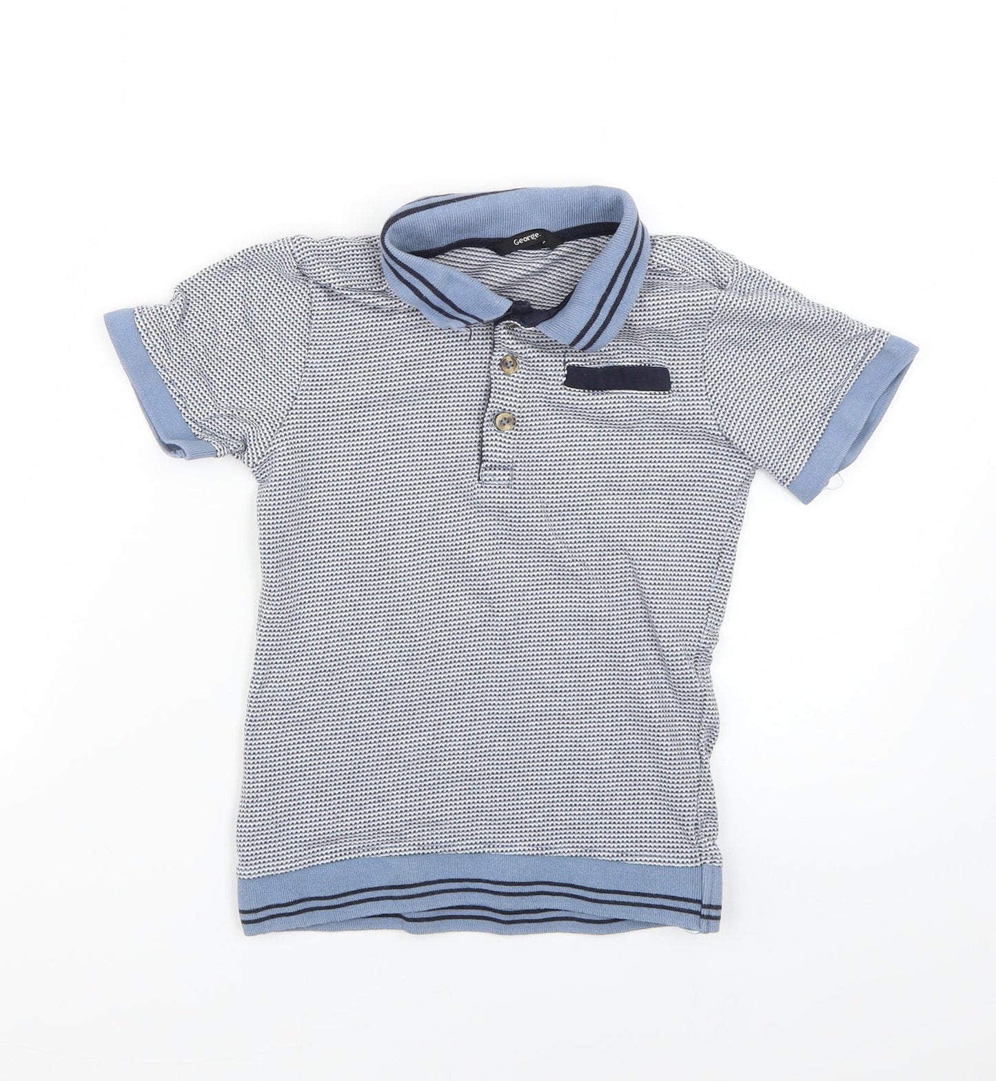 George Boys Blue Geometric  Basic Polo Size 7-8 Years
