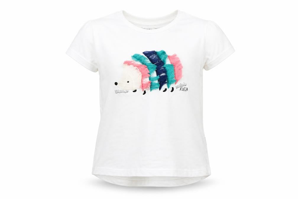 Kueza Baby White   Basic T-Shirt Size 18-24 Months  - Hedgehog