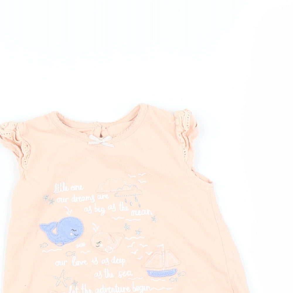 George Baby Pink   Basic T-Shirt Size 6-9 Months  - Bird print
