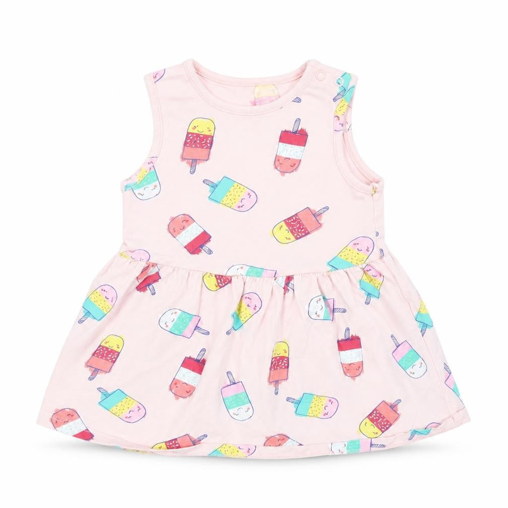 Front view of F&F Baby Pink Fit & Flare, size 9-12, Months - Ice lolly print