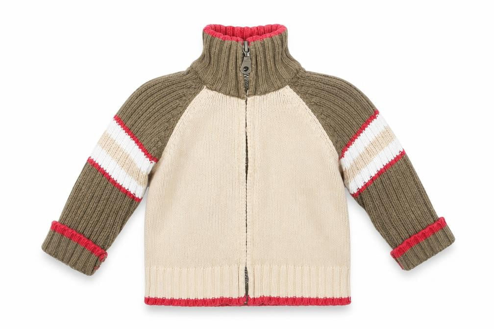 Front view of Early Days Baby Beige Full Zip Jumper, size 6-9, Months
