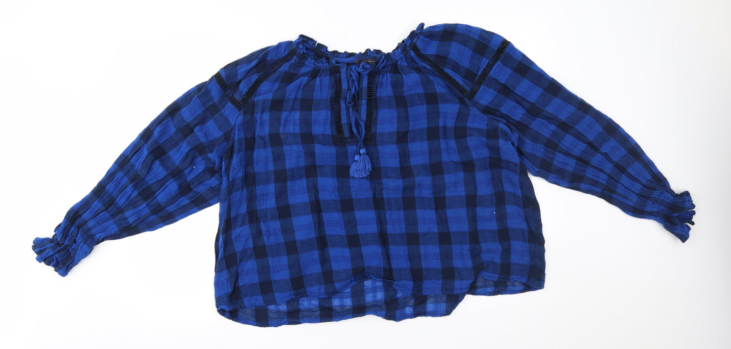 M&S Womens Blue Plaid  Pullover Jumper Size 20