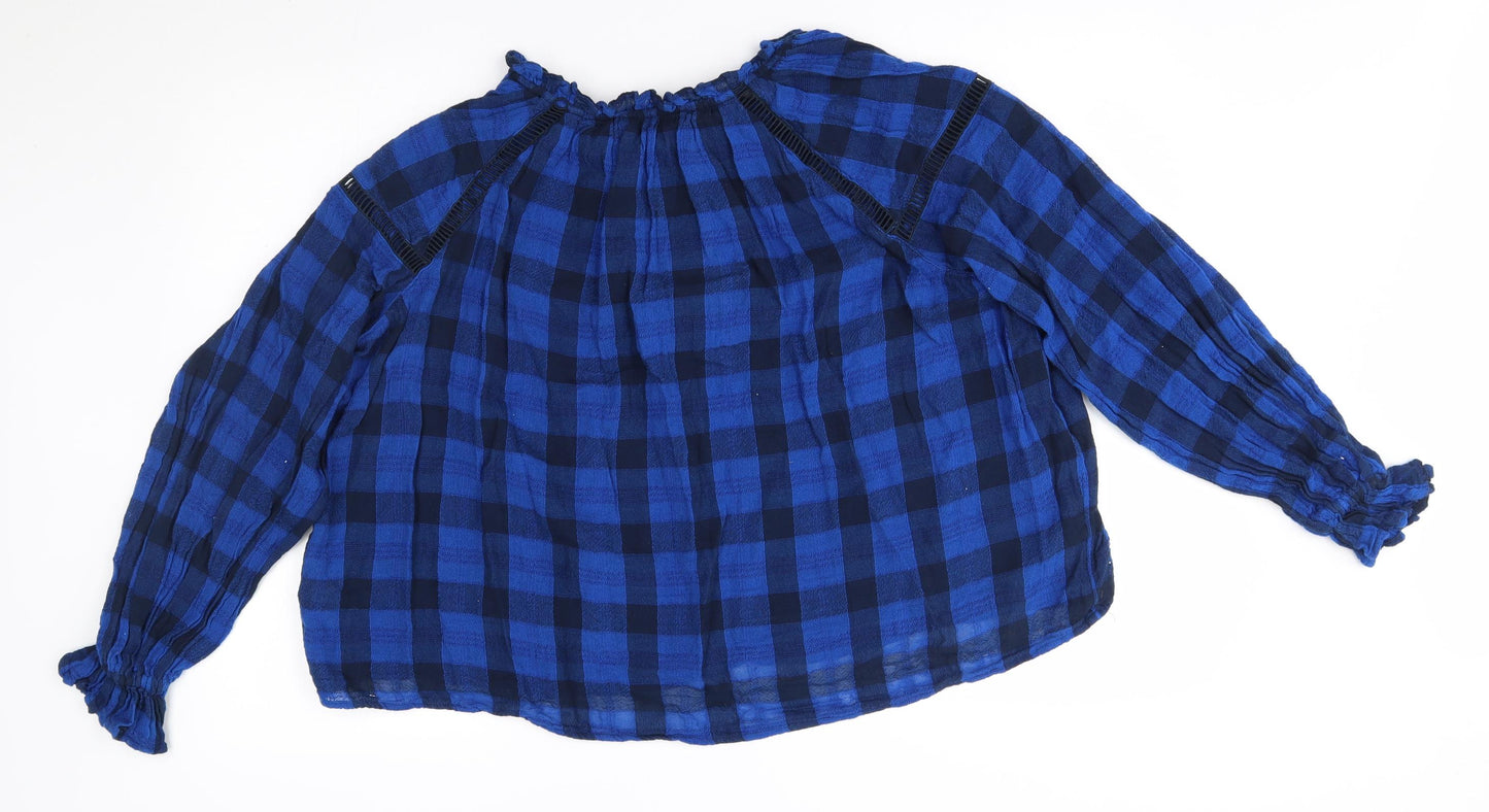 M&S Womens Blue Plaid  Pullover Jumper Size 20