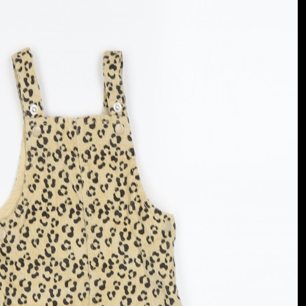 TU Baby Beige Animal Print  Pinafore/Dungaree Dress  Size 9-12 Months