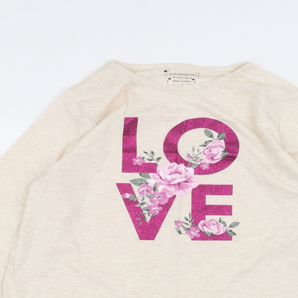 Primark Girls White   Pullover T-Shirt Size 14-15 Years