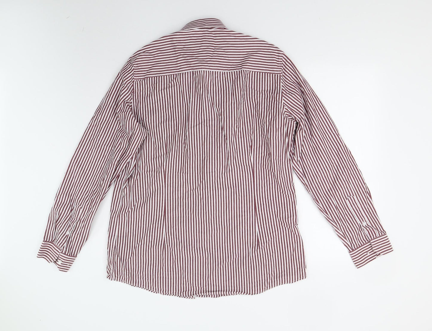Matalan Mens Red Striped   Button-Up Size 16.5