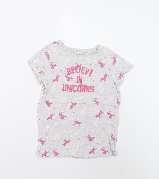 Primark Girls Grey Solid  Top Pyjama Top Size 10-11 Years  - Unicorns