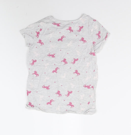 Primark Girls Grey Solid  Top Pyjama Top Size 10-11 Years  - Unicorns