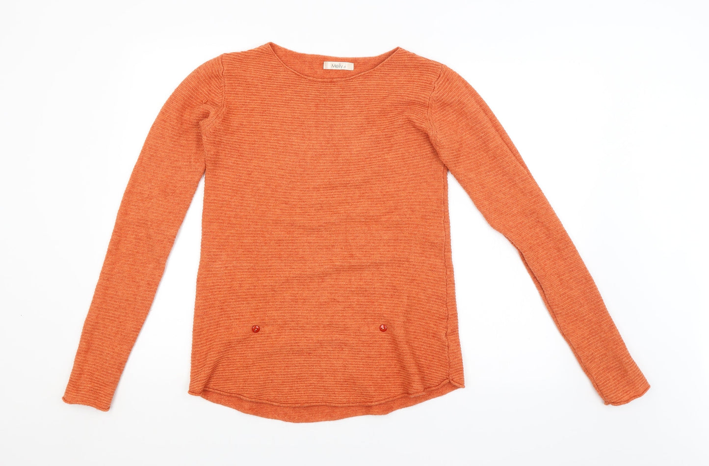 MEILY Womens Orange Striped  Pullover Jumper