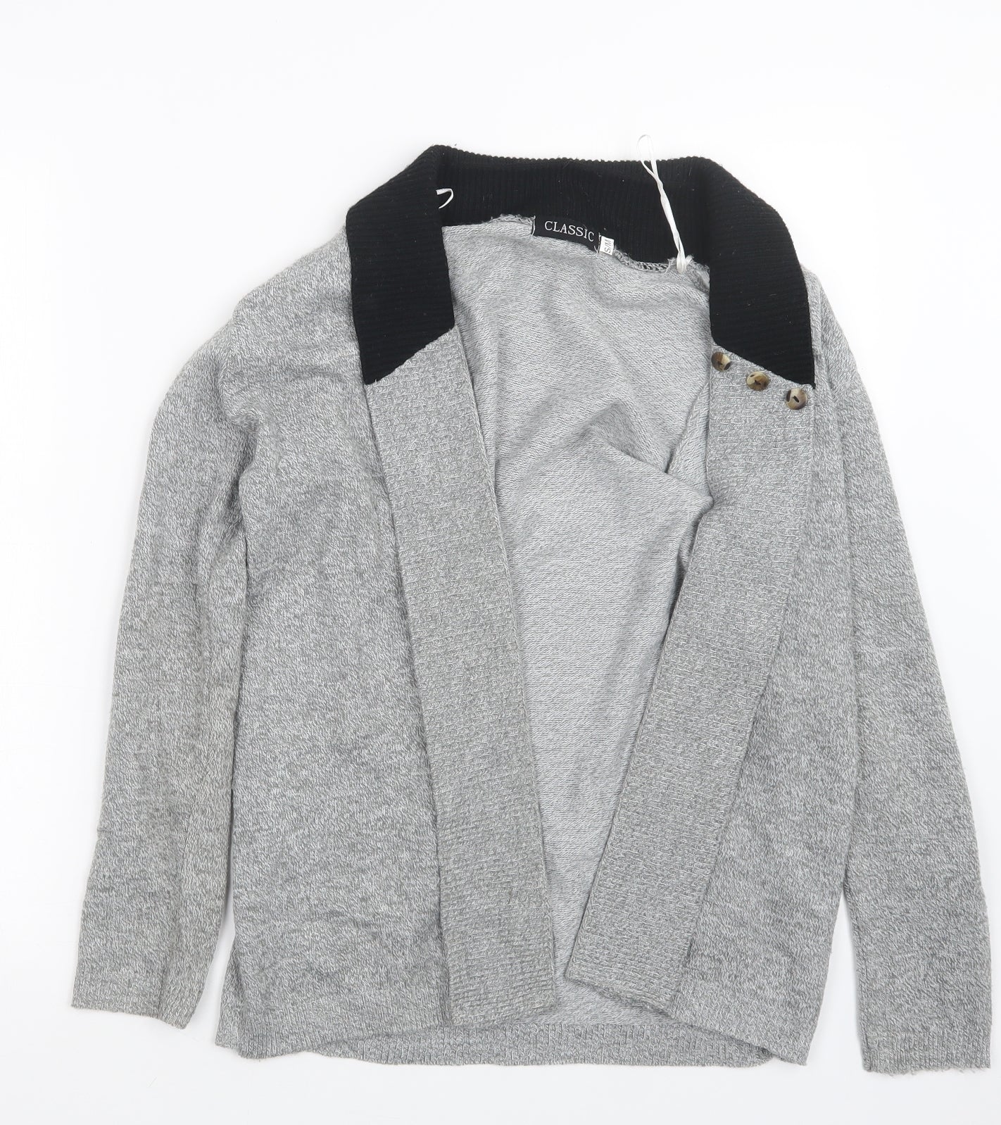 Classic Womens Grey  Knit Cardigan Jumper Size S