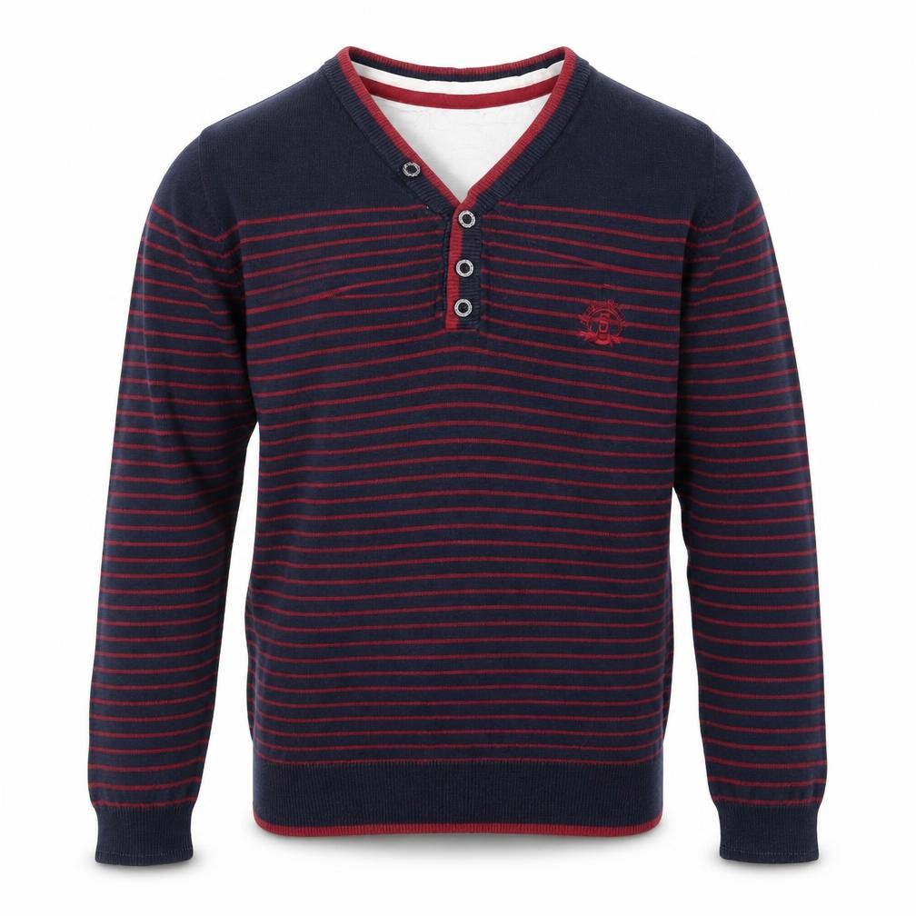Rebel Athletic Boys Red Striped Knit Pullover Jumper Size 11-12 Years