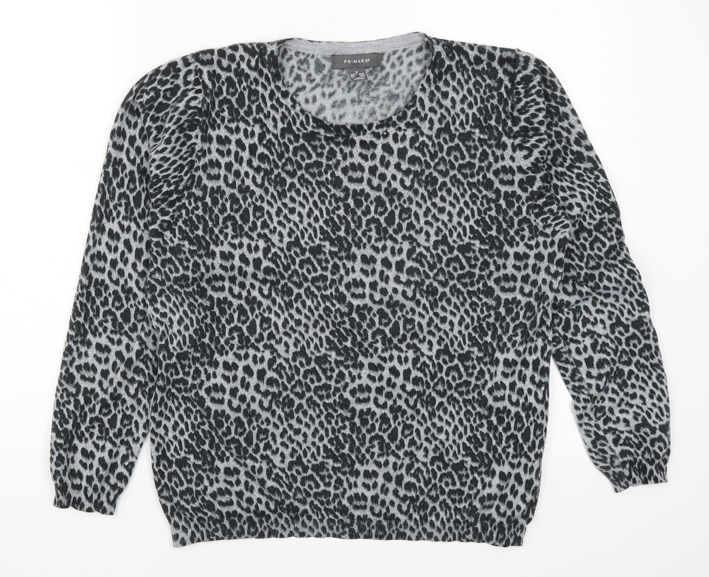 Primark Womens Grey Animal Print Knit Pullover Jumper Size 12