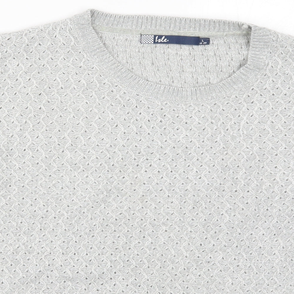Isle Womens Grey  Knit Pullover Jumper Size 18