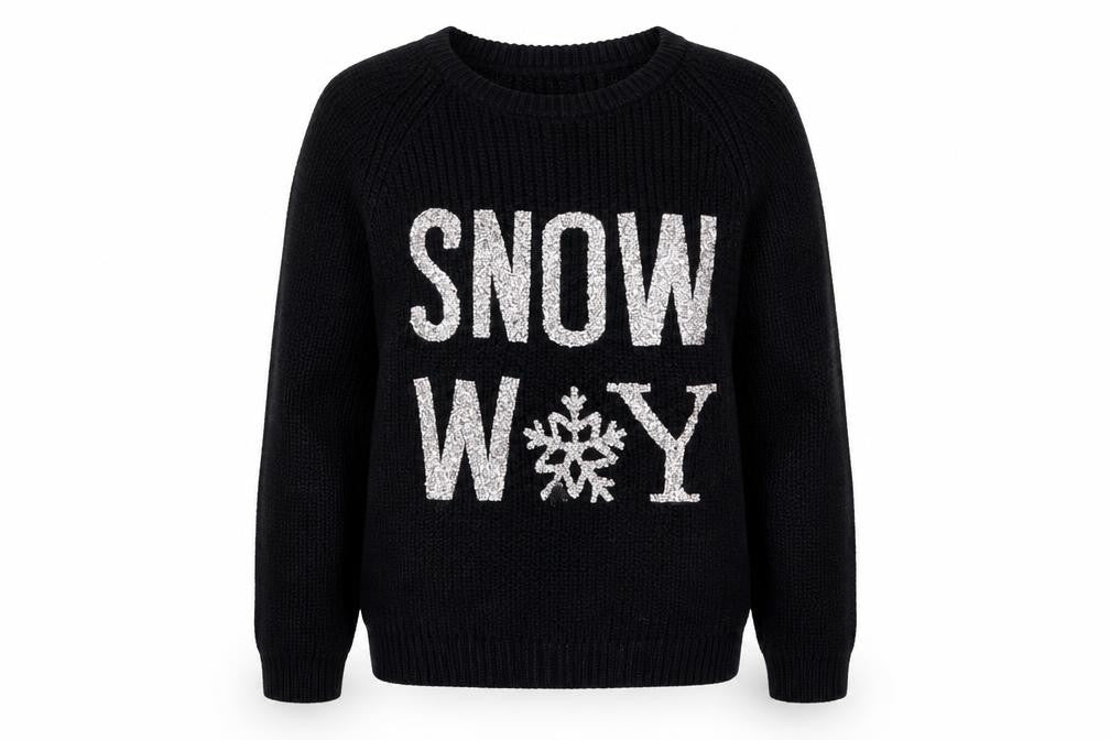 Primark Girls Black  Knit Pullover Jumper Size 8-9 Years  - Snow Way