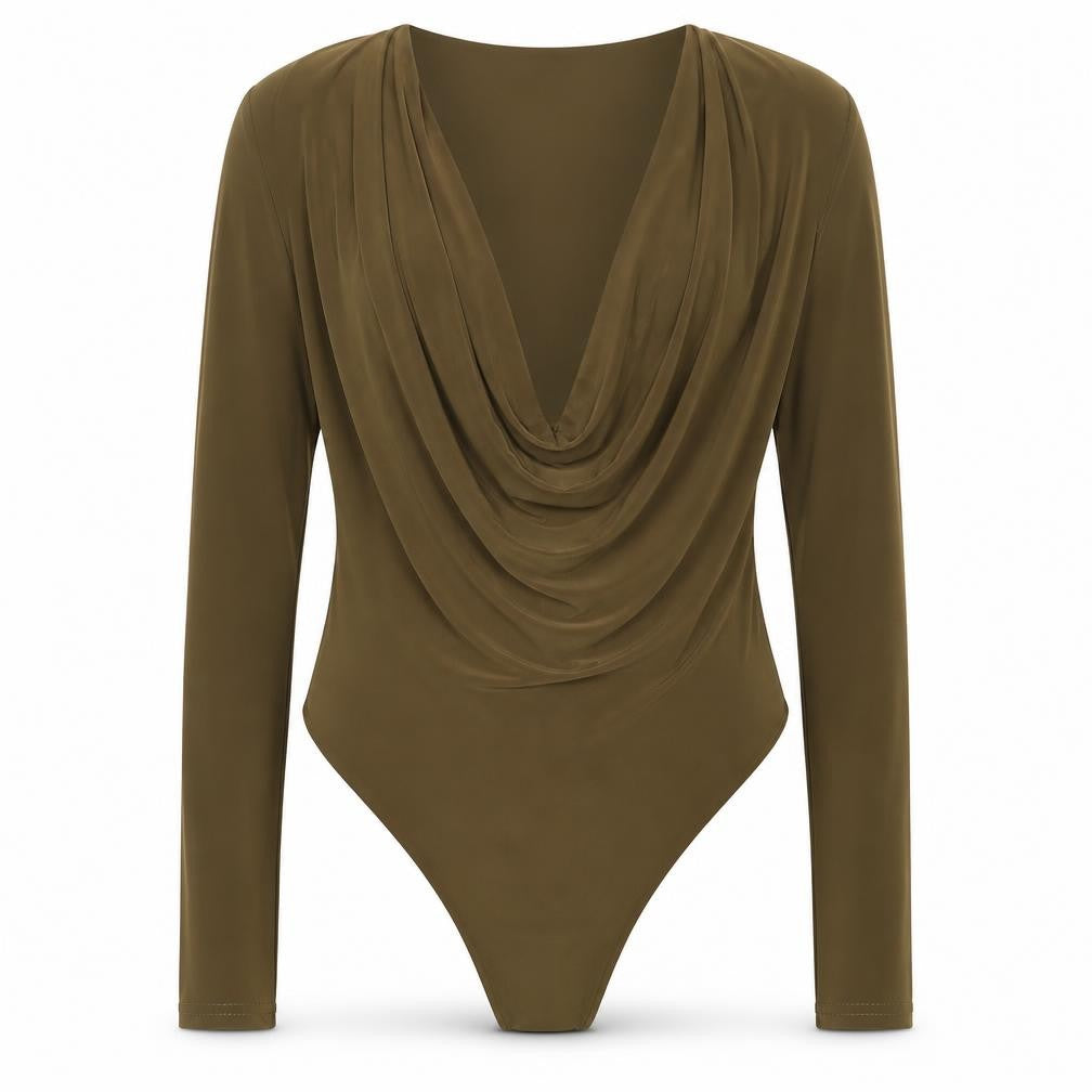 PRETTYLITTLETHING Womens Brown   Bodysuit One-Piece Size 12  - Khaki