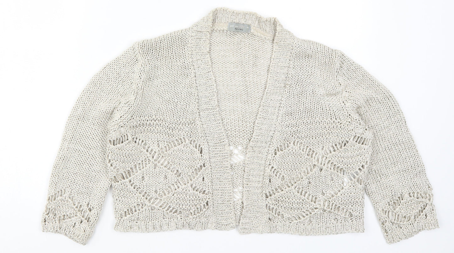 Per Una Womens Beige  Knit Cardigan Jumper Size M