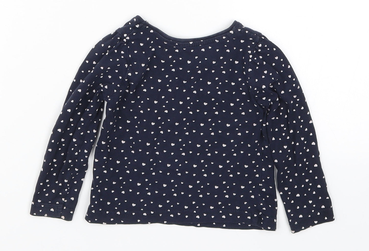 Primark Girls Blue   Basic T-Shirt Size 18-24 Months  - Be Happy Love Hearts
