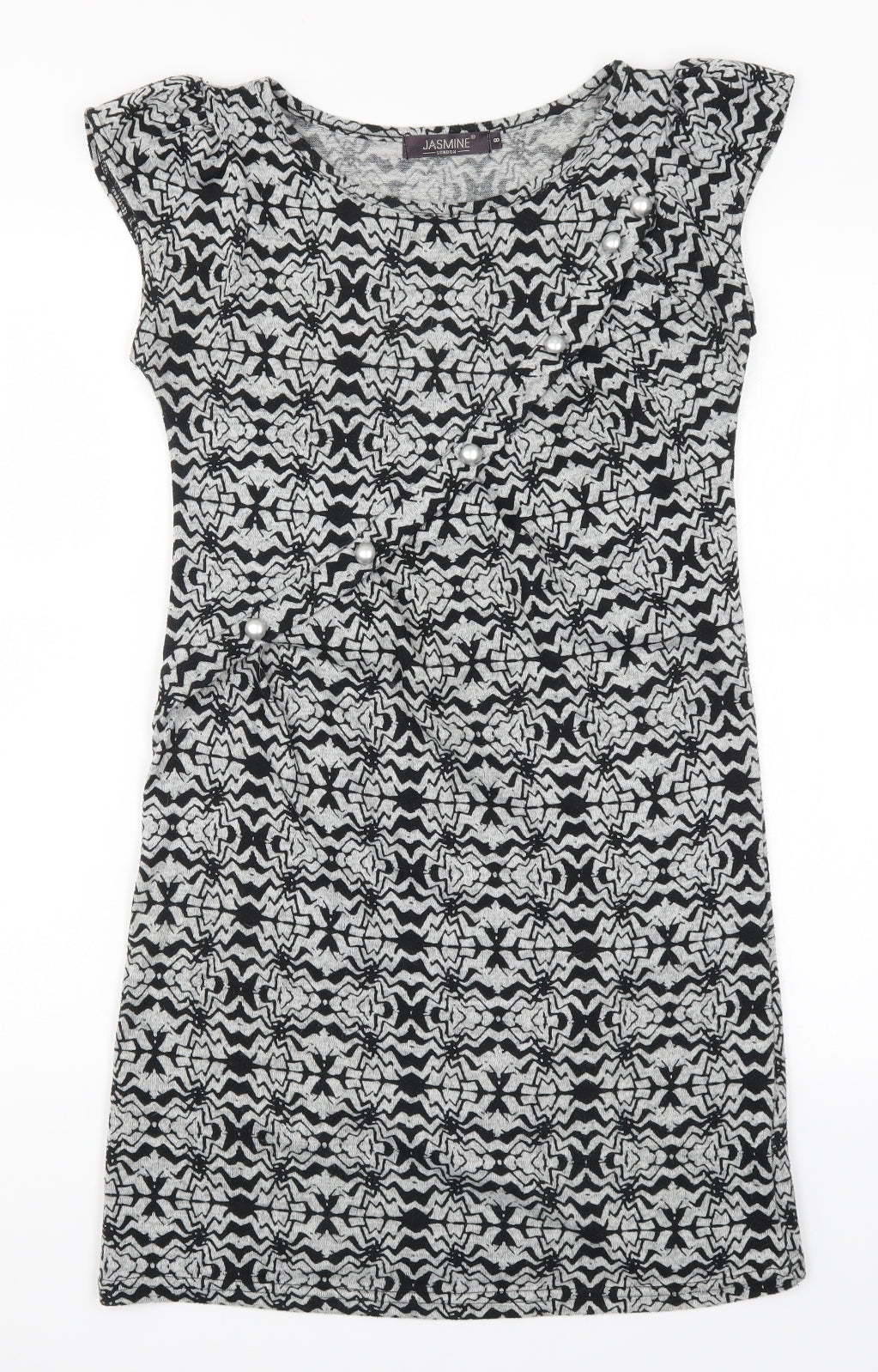 Jasmine Womens Grey Geometric  A-Line  Size 8