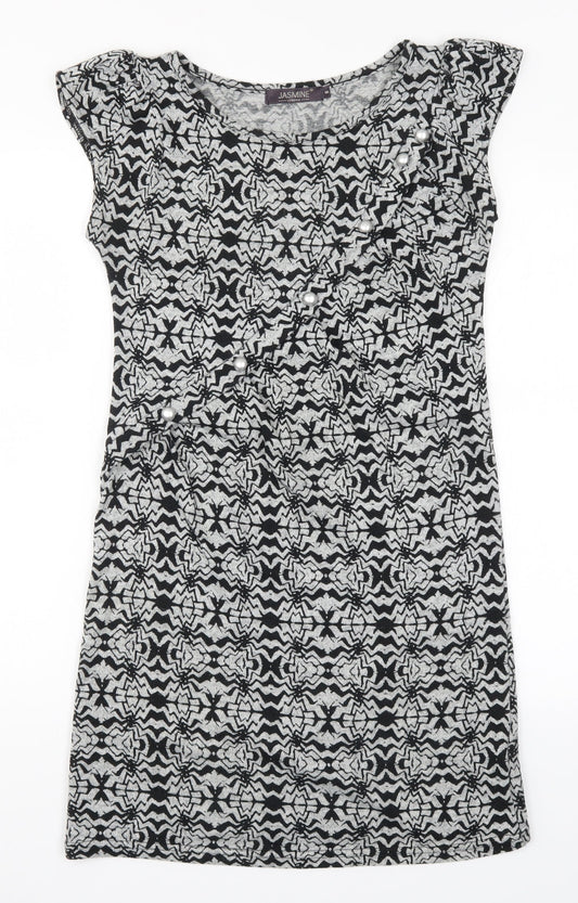 Jasmine Womens Grey Geometric  A-Line  Size 8