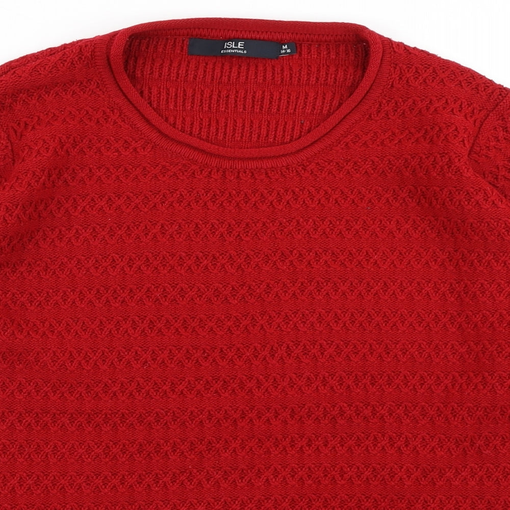 Isle Essentials Womens Red  Knit Pullover Jumper Size M
