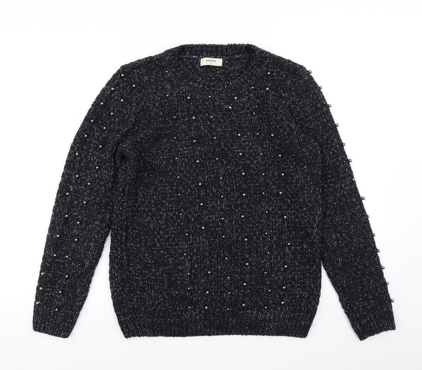 Papaya Womens Black  Knit Pullover Jumper Size S
