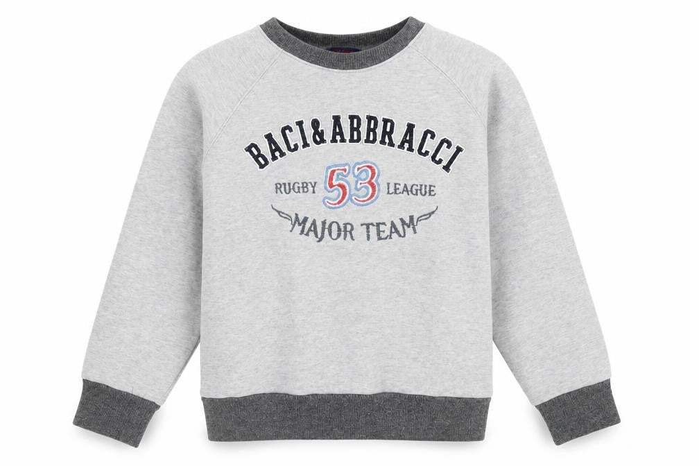 Baci & Abbracci Boys Grey Colourblock  Pullover Sweatshirt Size S