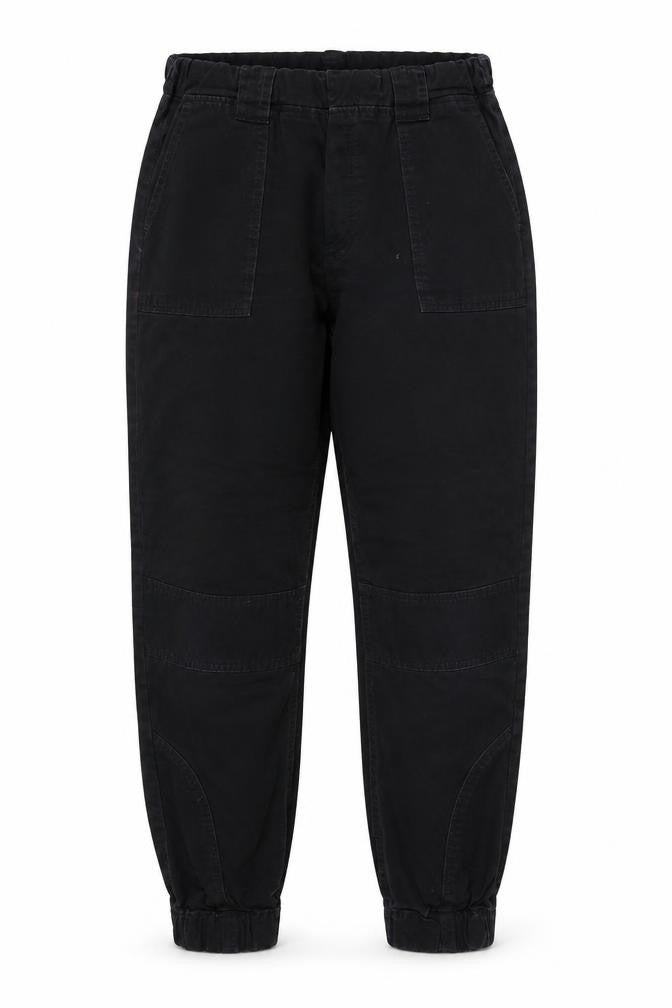 Front view of JDY women’s black denim tapered jeans, size UK 10, 28-inch leg
