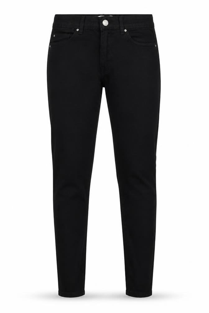 Front view of Denim & Co. women’s black denim skinny jeans, size UK 10, 28-inch leg