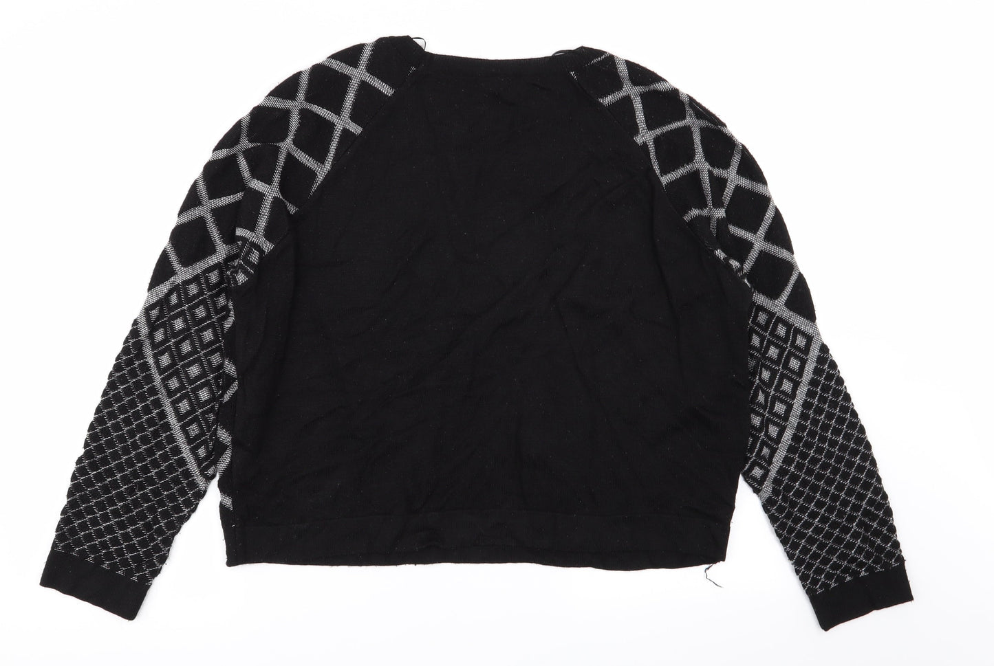 Sparkle & Fade Womens Black Geometric  Pullover Jumper Size L