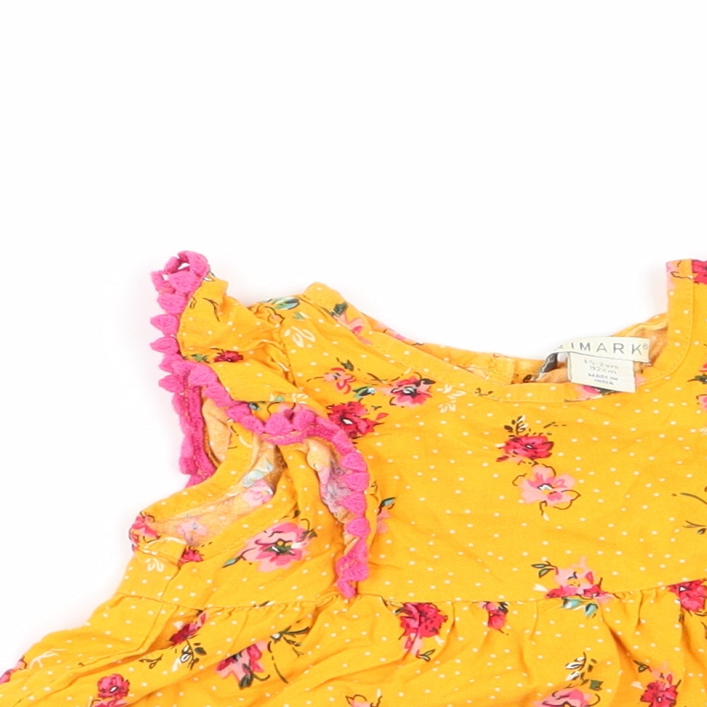 Primark Girls Yellow Polka Dot  Basic Blouse Size 18-24 Months