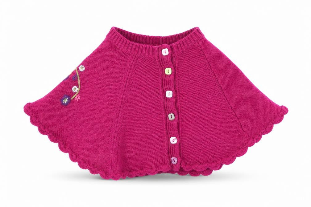 Front view of John Lewis girls’ purple floral flare skirt, size 9-12, months